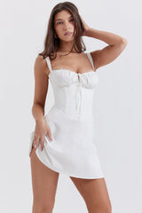 white corset mini dress