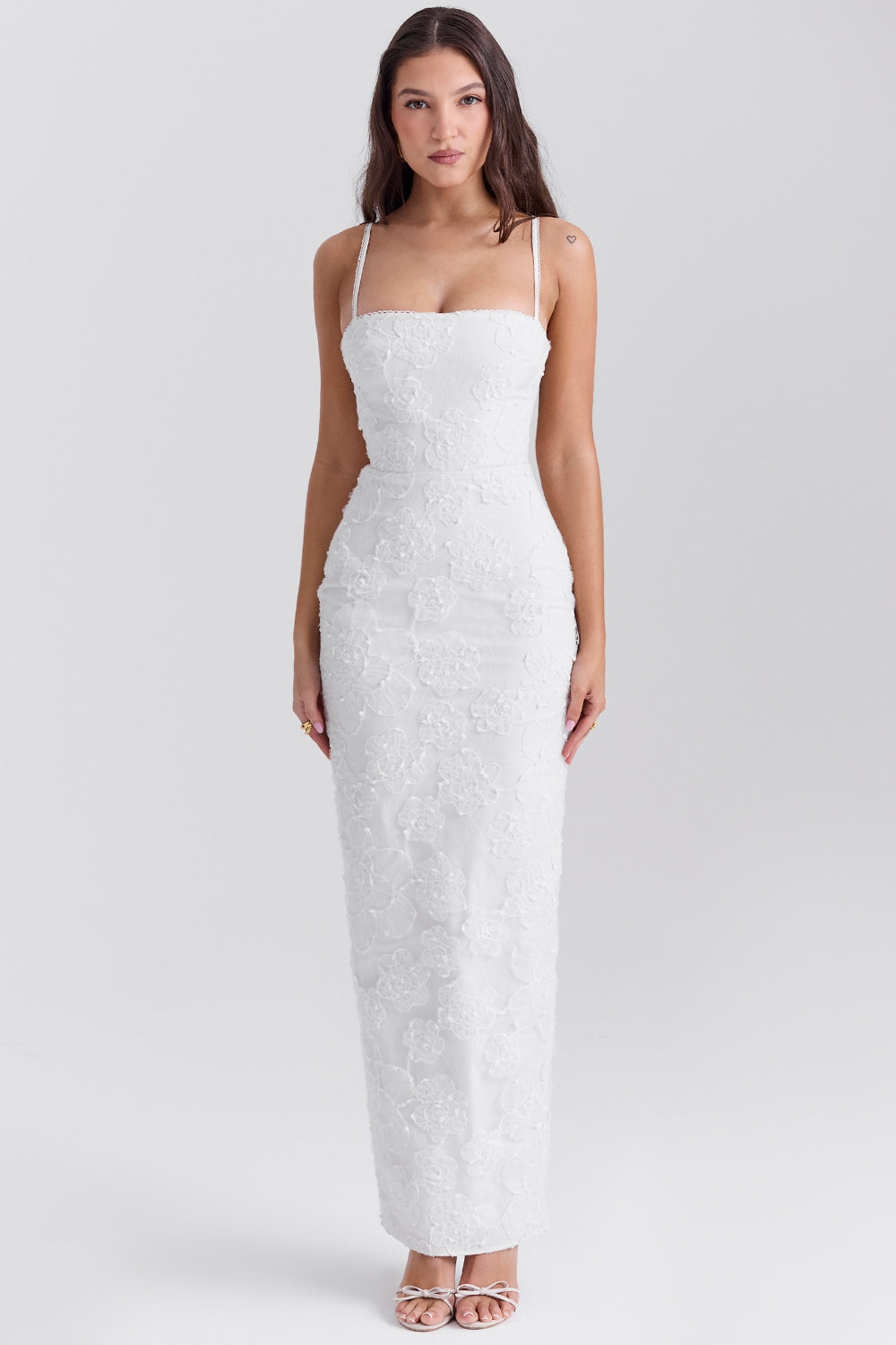 white floral lace maxi dress