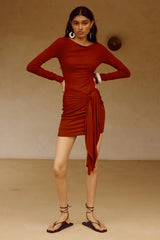 JUDAH SLEEVED MINI DRESS - RED
