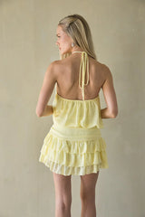 Maxine Chiffon Ruffle Mini Romper Dress
