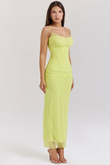 acid lime corset maxi dress