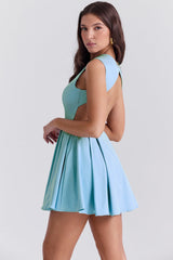 tuscan blue twill mini dress