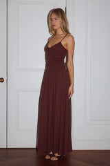 SOL RUCHED MAXI DRESS - ESPRESSO