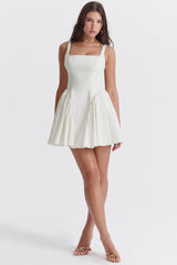 ivory cotton bow mini dress