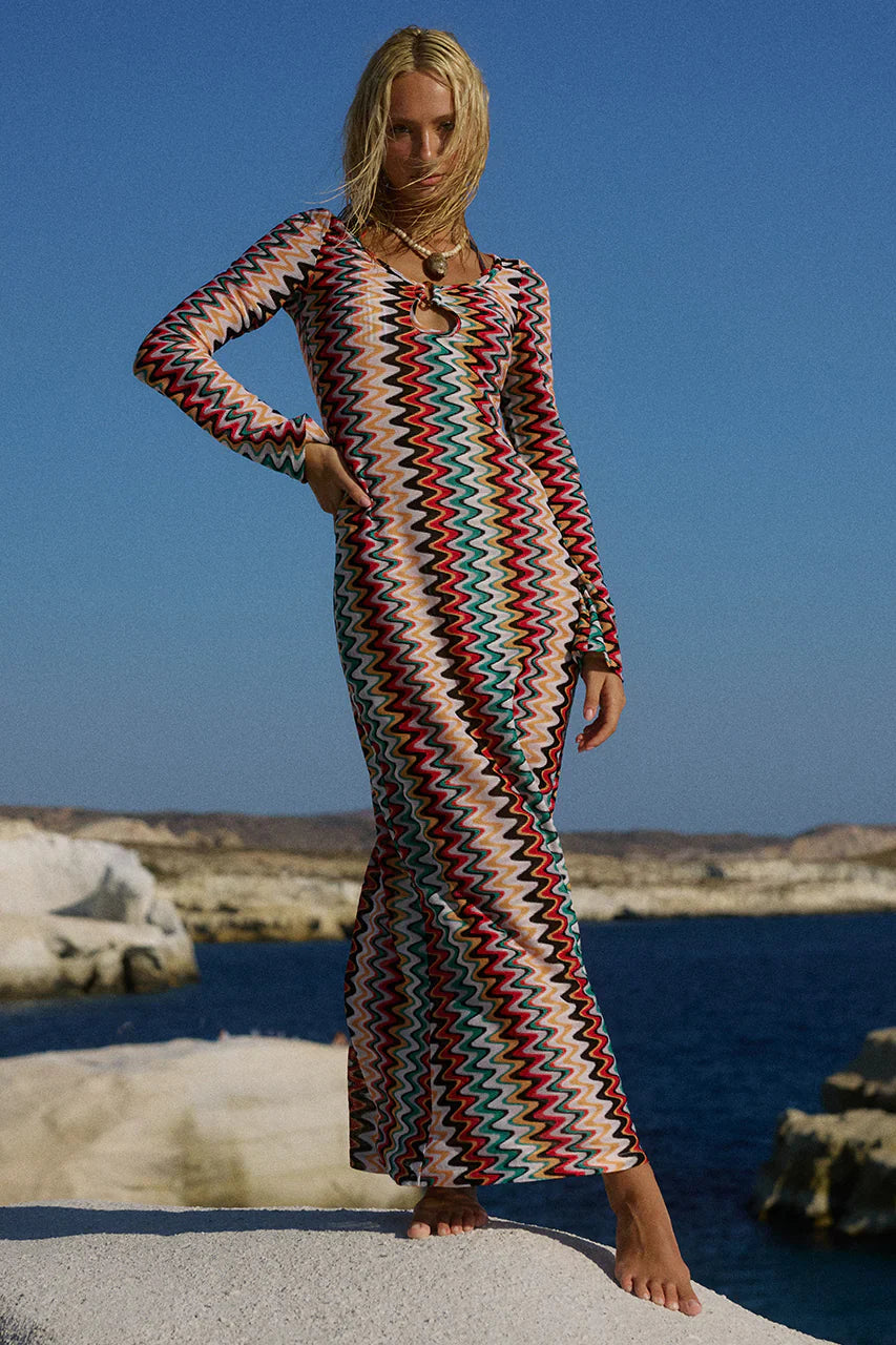 EMERIE SCOOP NECK MAXI DRESS - XYLA WAVE