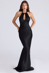 black satin maxi dress