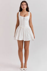 white pleated mini dress