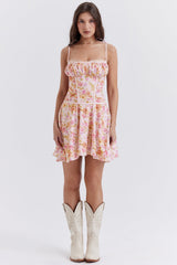 light lavender print corset dress