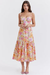 ivory floral midi sundress
