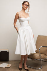 white corset midi dress