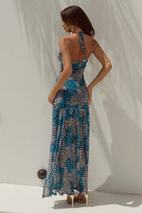KIKI HIGH SLIT MAXI DRESS - DANTE TEAL