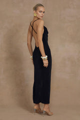 SLINKY SLIP DRESS - BLACK