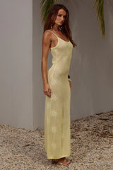 LENE SCOOP NECK KNIT MAXI DRESS - LEMON