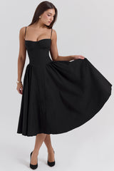 black corset midi dress