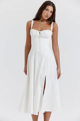 white bustier sundress