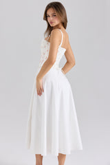 rose print cotton detachable corset midi sundress