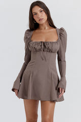 mocha long sleeve mini dress