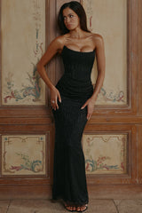 black hand-beaded embellished maxi dress - limited edition