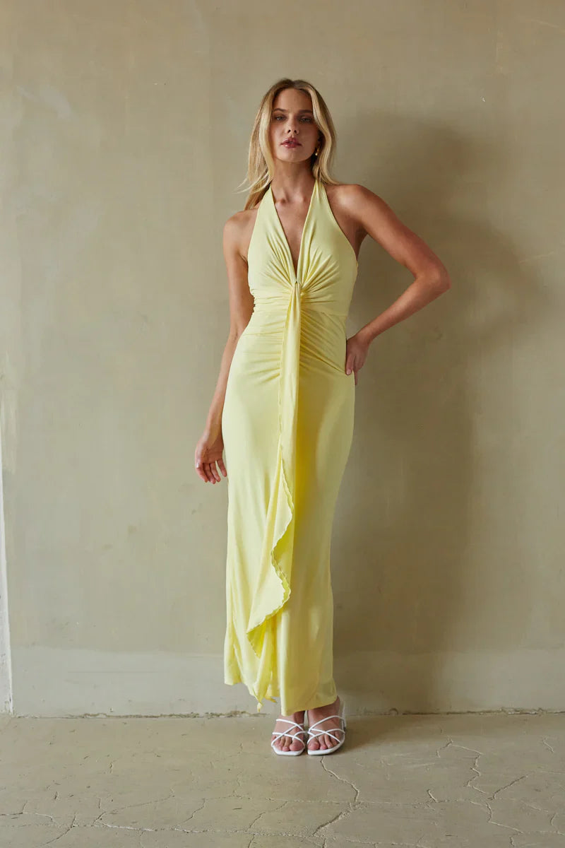 Cecelia Halter Draped Maxi Dress