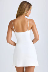 Modal Sweetheart-Neck A-Line Mini Dress In White