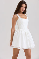 white stretch cotton mini dress