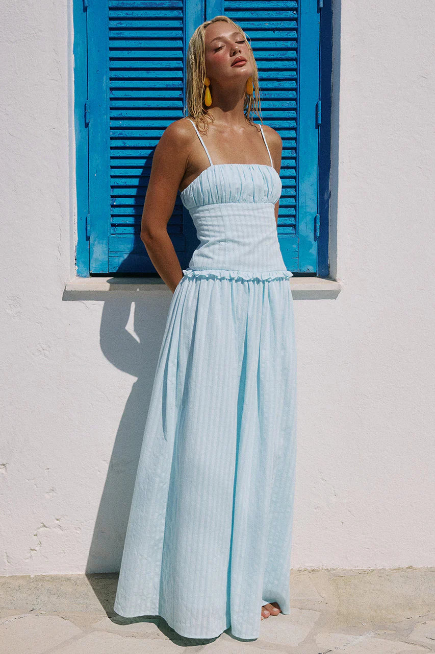 KEILY SQUARE NECK MAXI DRESS - BLUE