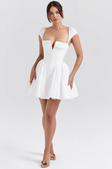 white cotton corset mini dress