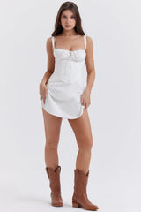 white corset mini dress