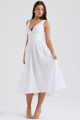 white cotton corset sundress