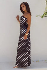 CELESTE STRAPLESS MAXI DRESS - BLACK/WHITE POLKA