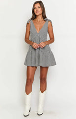 Angel Girl Black Gingham Mini Dress