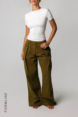 Sheveta The Meridian Wide-Leg Trousers - Olive Oil