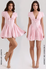 pink gingham cotton mini dress