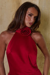 LAUREL HIGH NECK LAYERED MINI DRESS - CHERRY