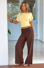 Alamara Brown Floral Detail Wide Leg Pants - PRE ORDER