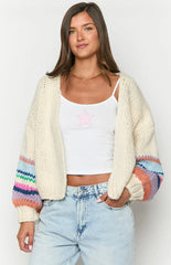 Bad Habits Cream Multi Knit Cardigan