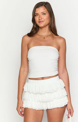Belle White Ruffle Shorts