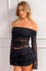 Belle Black Ruffle Shorts