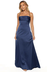 Blaise Navy Satin Prom Dress