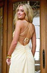 Blaise Yellow Satin Maxi Dress