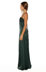 Blaise Emerald Satin Maxi Dress