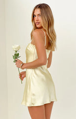 Chelsea Yellow Satin Mini Dress