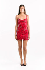 Cordae Red Sequin Party Mini Dress