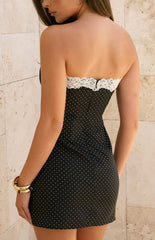 Earlette Black Polka Dot Lace Mini Dress