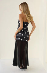 Eden Black Polka Dot Maxi Dress