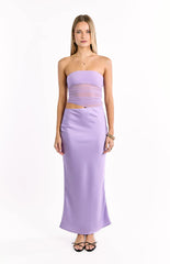 Elinor Lilac Satin Maxi Dress