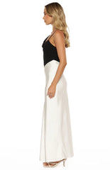 Elise Black Satin Cowl Front Formal Maxi Dress