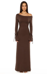 Elisha Chocolate Jersey Maxi Dress
