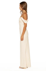 Ella Cream Crepe Formal Maxi Dress