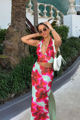 Elsa Green Floral Maxi Skirt
